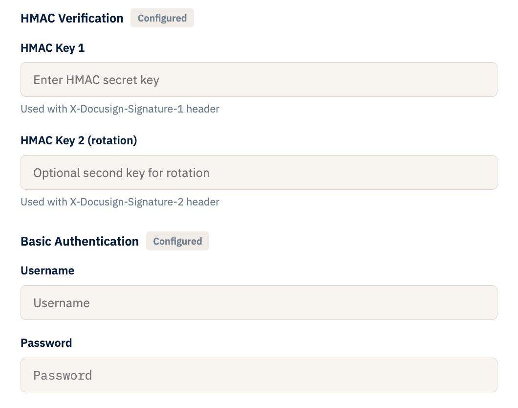 Authentication settings